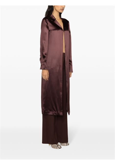 Bordeaux Oyat long-length satin shirt - women LOULOU STUDIO | OYATBRD